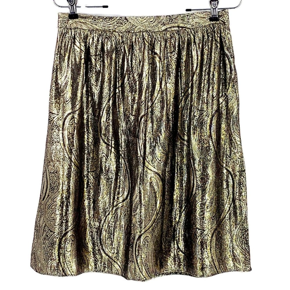 J CREW COLLECTION Gold Silk Brocade Skirt Size 2